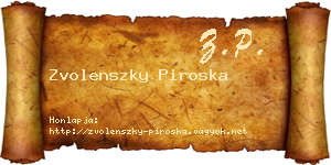 Zvolenszky Piroska névjegykártya